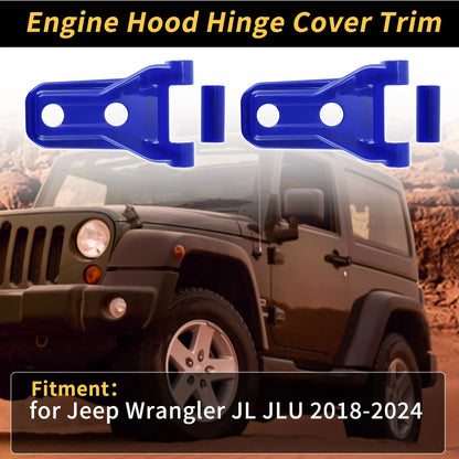 1 Pair Engine Hood Hinge Cover for Jeep Wrangler JL JLU (2018–2024) Deep Blue