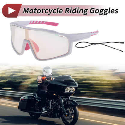 Motorcycle Riding Goggles for Light Pink Lens White Pink Frame (Tri-Acetyl Cellulos)