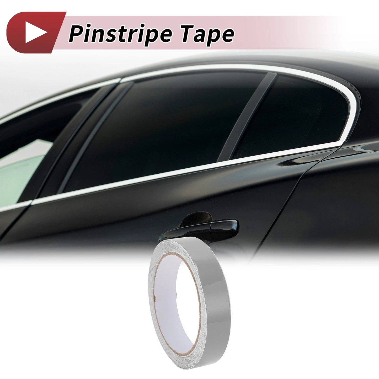 Pinstripe Tape 25mmx10m for Car Motorcycle Boat Gloss Silver Tone (1 Pc)