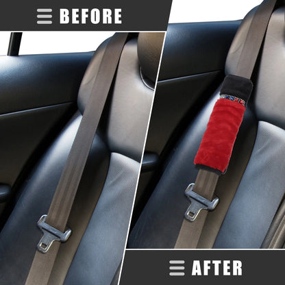 1 Pair Plush Rhinestone Seat Belt Cover for Universal Fit (9.53"x2.95")