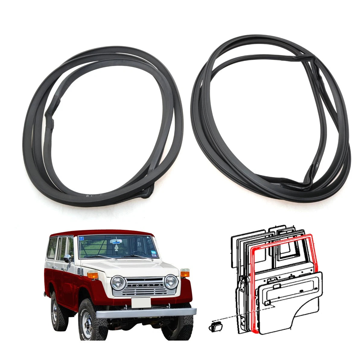 Rear Door Weatherstrip Seal for Toyota Land Cruiser FJ55 FJ56 (1975–1980)