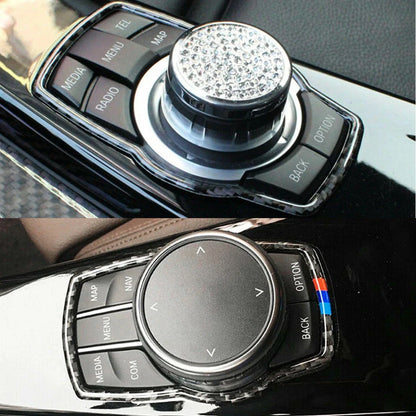 Carbon Fiber Multimedia Control Button Switch Bezel for BMW 1 2 3 4 5 Series