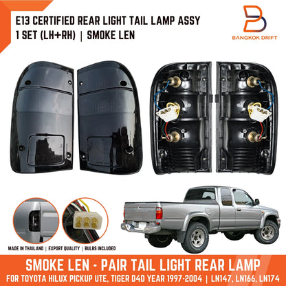 Smoke Lens Tail Lights Pair for Toyota Hilux 4WD 2WD (1997-2004)