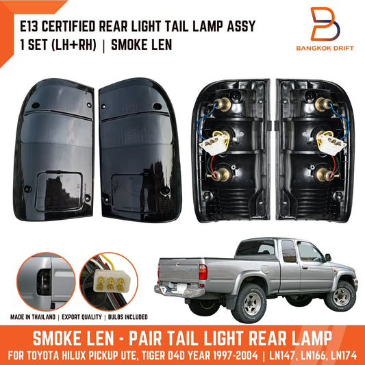 Smoke Lens Tail Lights Pair for Toyota Hilux 4WD 2WD (1997-2004)