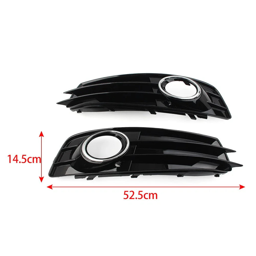 Front Bumper Fog Light Grille Covers with Chrome Ring for Audi A3 (09-12)