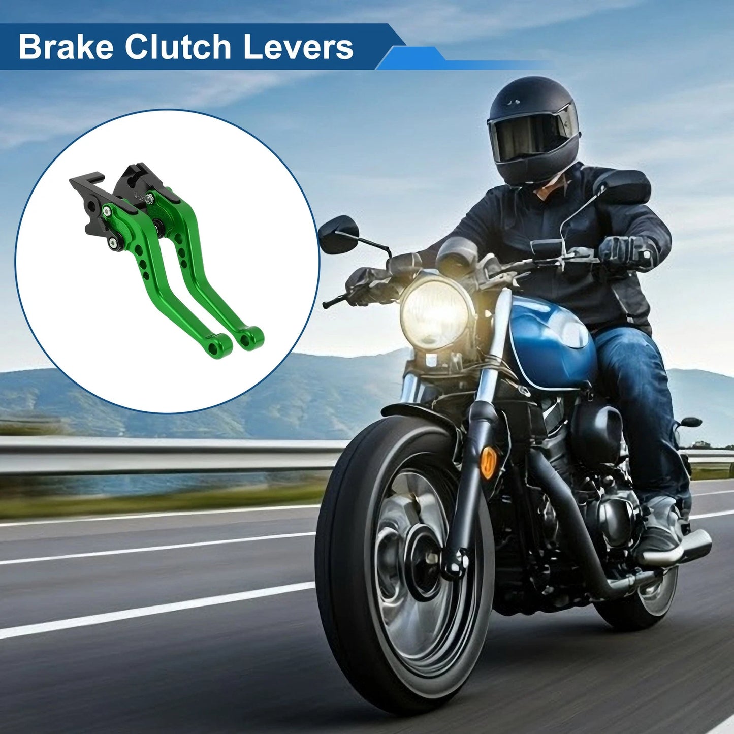 Adjustable Short Brake Clutch Levers for Kawasaki Ninja 300/Z300 (2013–2017) Green