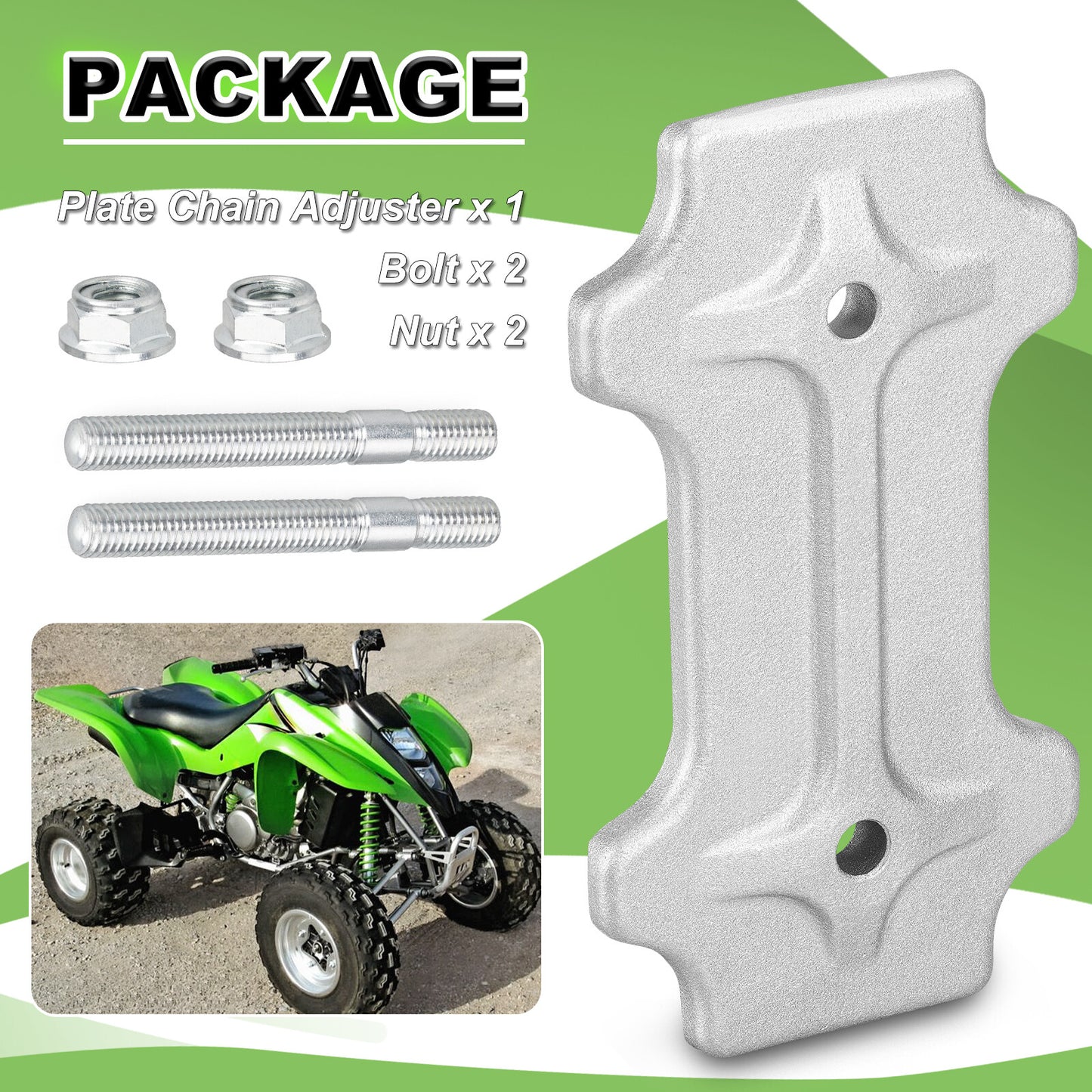 Chain Adjusting Plate & Bolt for Kawasaki KFX400 & Suzuki LTZ400 (2003–2006)