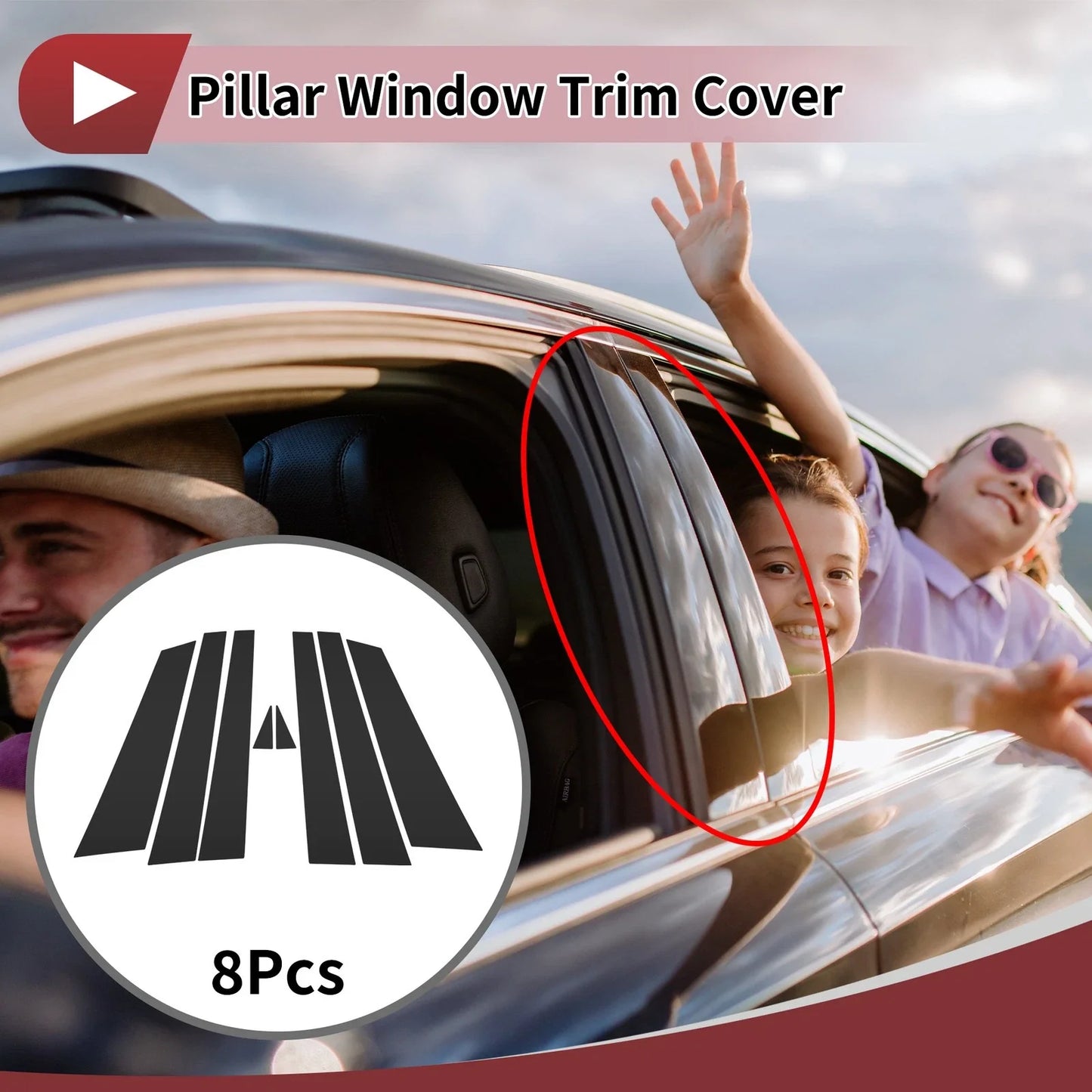 Door Pillar Window Trim for Chevrolet Impala 1994-1996 Black (1994-1996)
