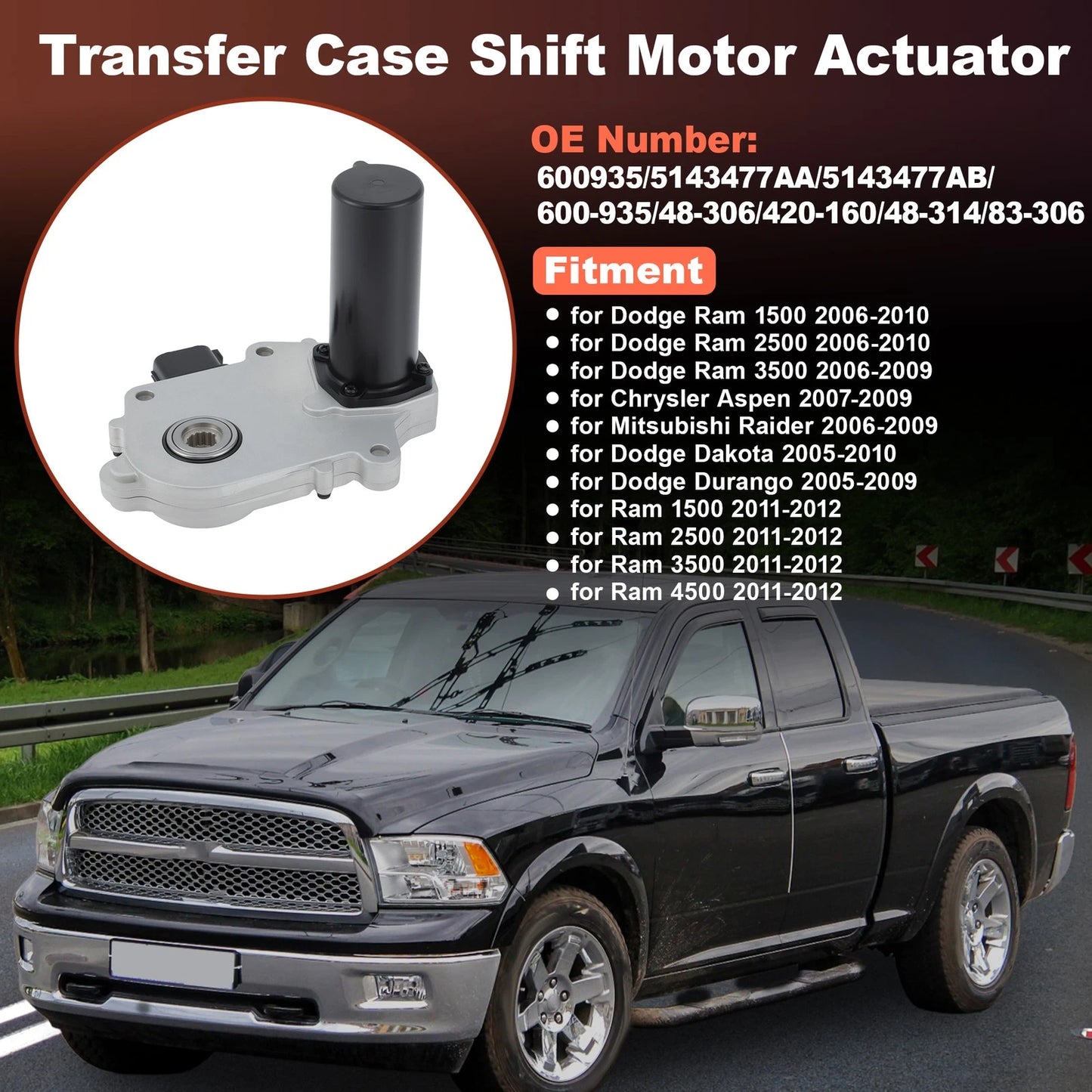 Transfer Case Shift Motor 600-935 for Dodge Ram 1500 2500 3500 Dakota (1997–2011)