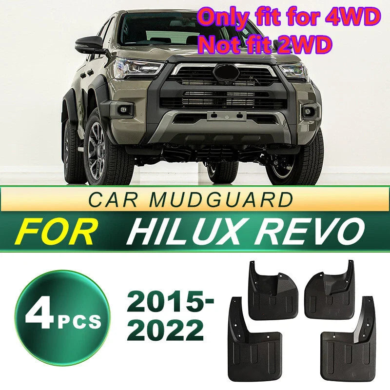 2 x Mud Flap Splash Guards Front & Rear for Toyota Hilux Revo 4x4 (2015–2023)