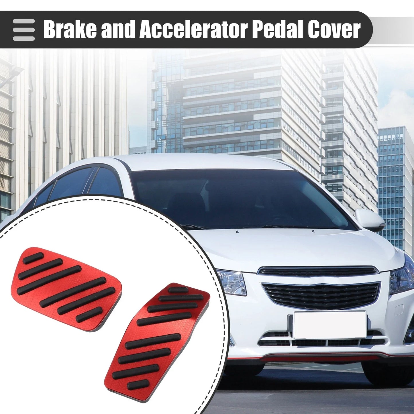 Brake & Accelerator Pedal Covers for Chevrolet Cruze (2009-2020) Black Red