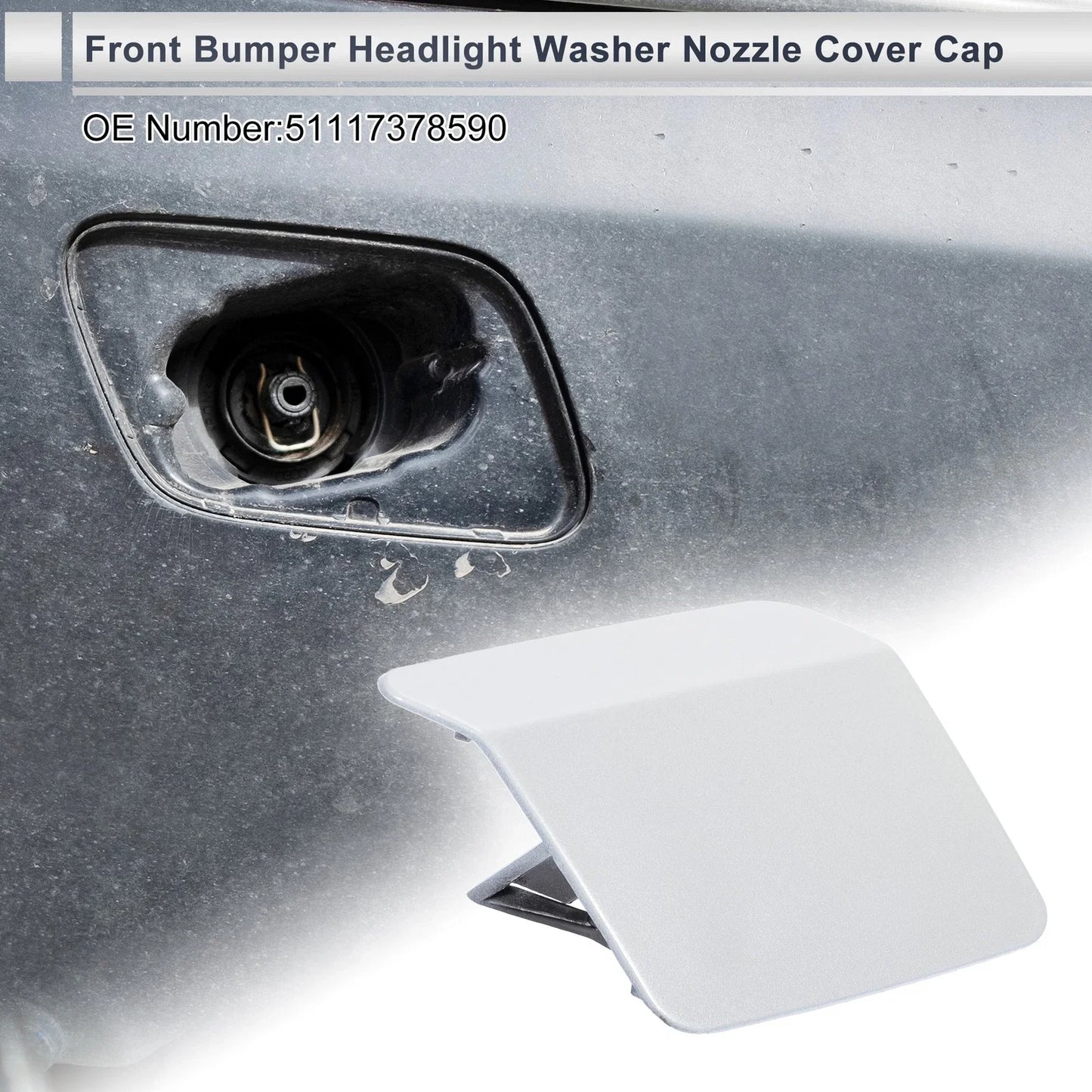 Front Right Side Bumper Headlight Washer Nozzle Cover Cap for BMW X5 White