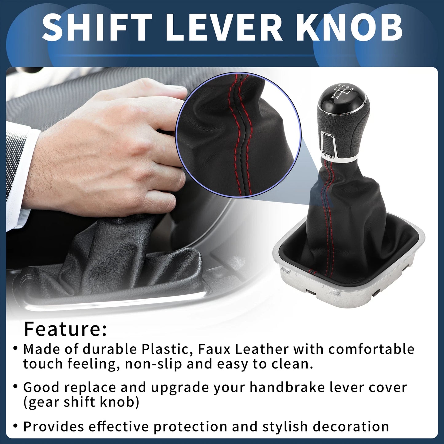 5 Speed Gear Shifter Knob with Cover No.6R0711113T for VW Polo (2014–2017)