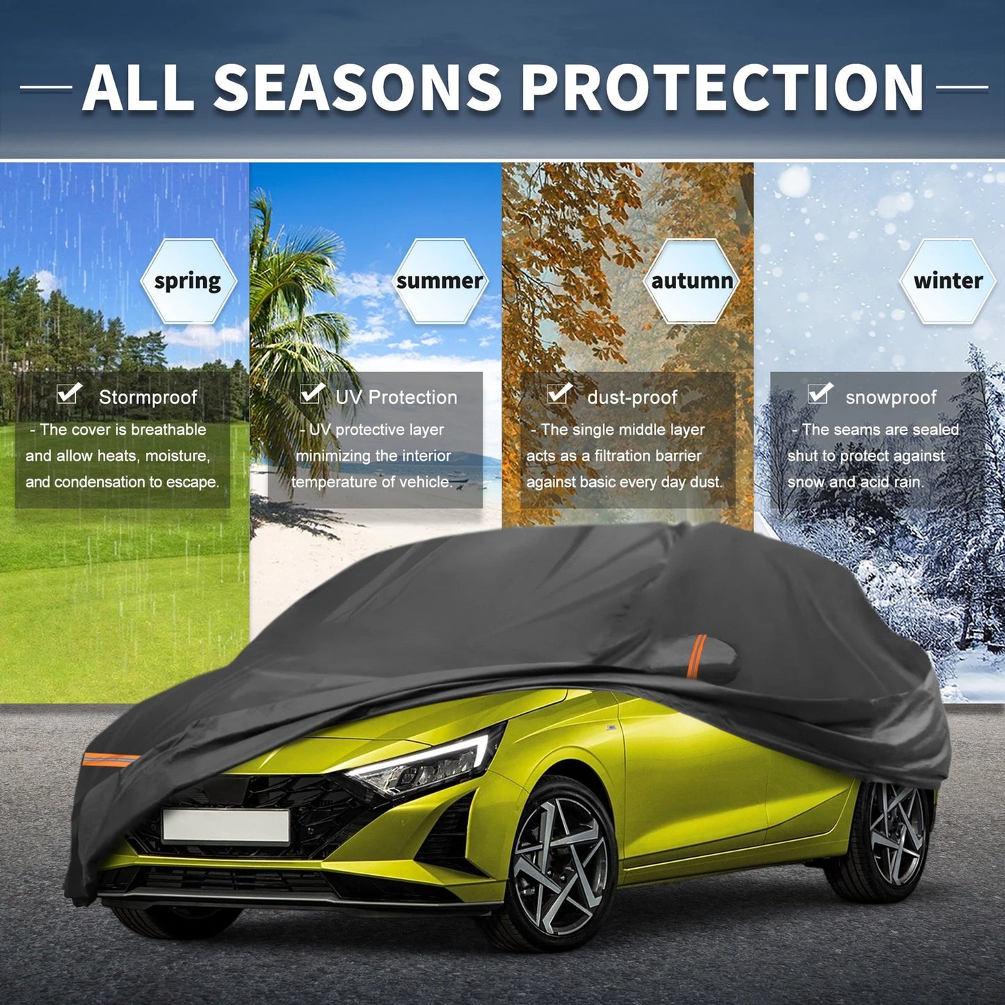 Waterproof Car Cover for Hyundai i20 (2014–2021) PEVA Spunlace Cotton Zipper