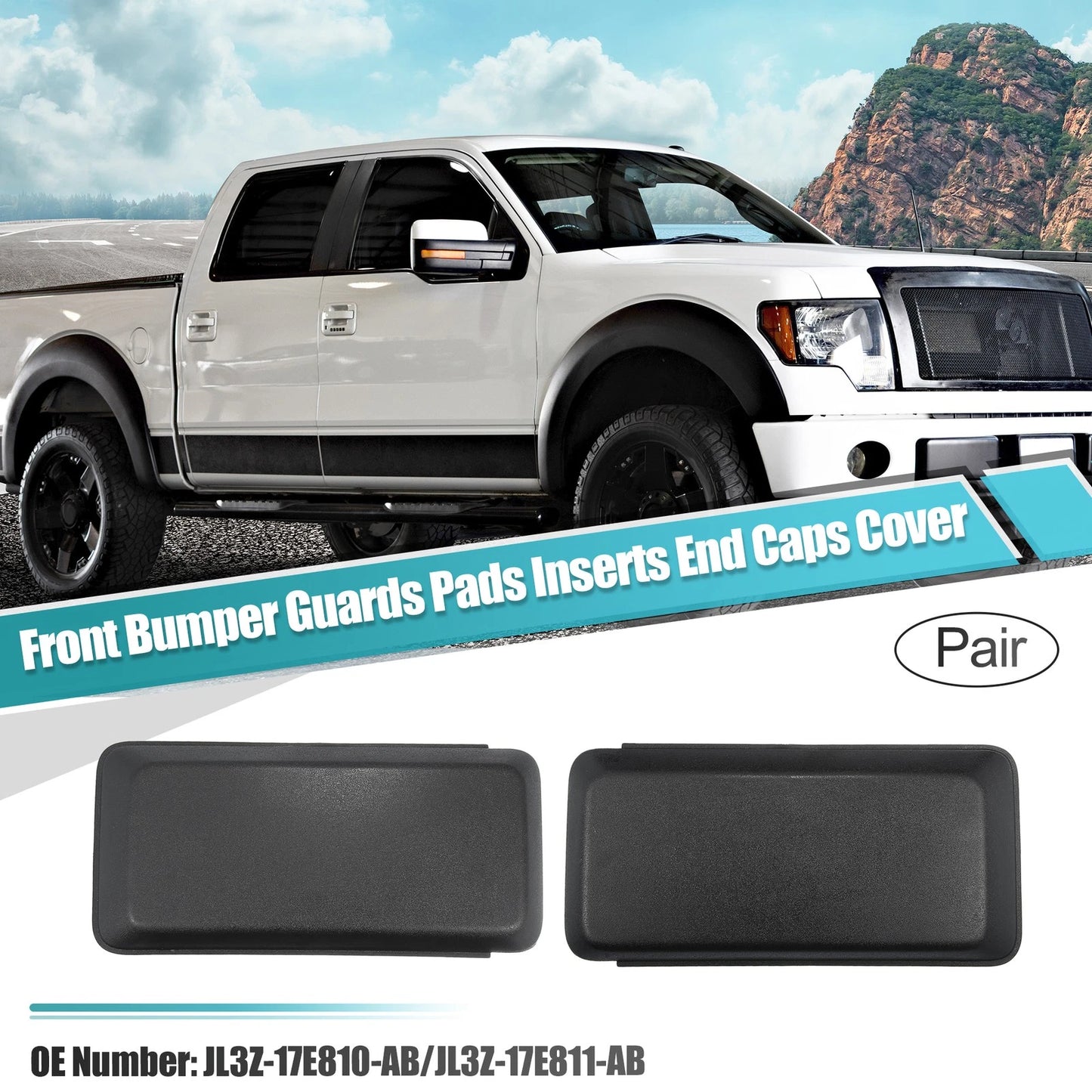 Set of 2 Front Bumper Bracket Insert Caps JL3Z17E810AB for Ford F150 (2018–2020)