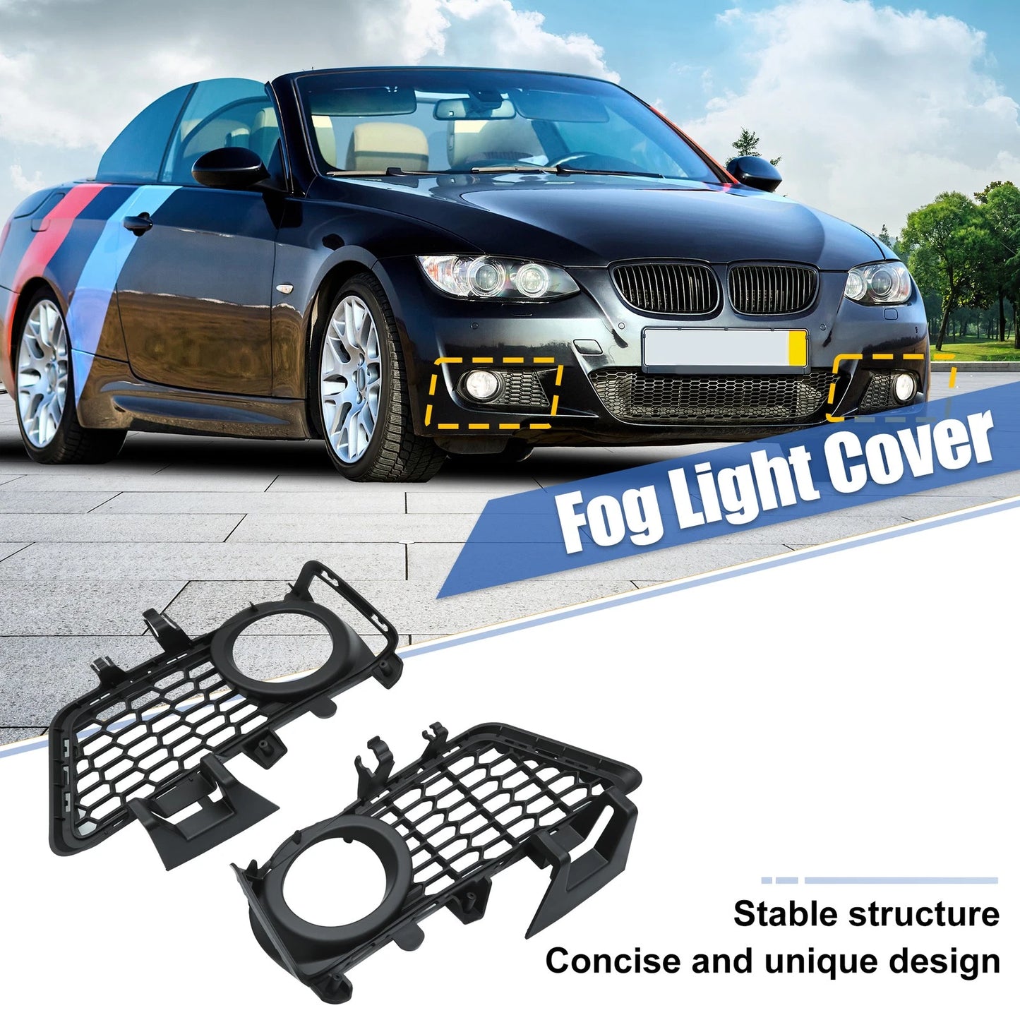 Set of 2 Fog Light Grille Covers for BMW 3 Series (2012–2019) 51118054155 51118054156