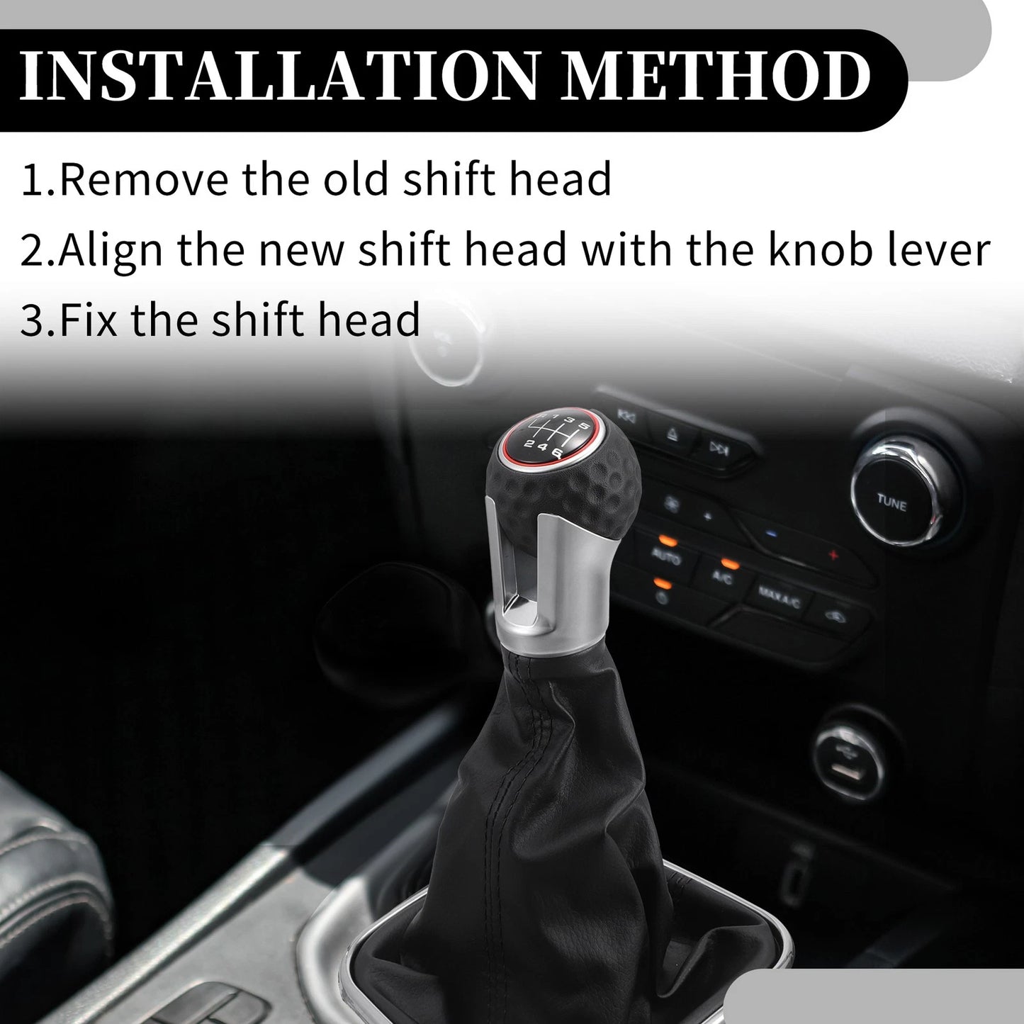 6 Speed Gear Shift Knob with Boot for VW Golf 5 (2003–2008) Faux Leather