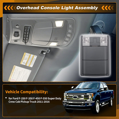 Dome Light Overhead Console for Ford F-250 F-350 F-450 F-550 (2011–2016) Gray