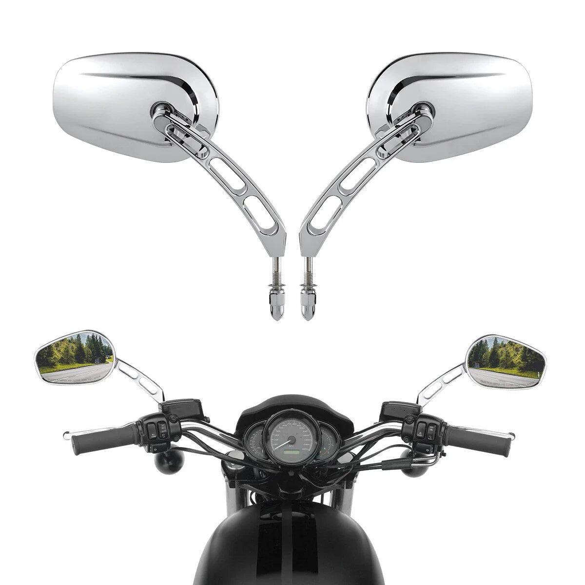 Chrome Rear View Mirrors for Harley Touring Road Electra Street Glide (1994-2022)