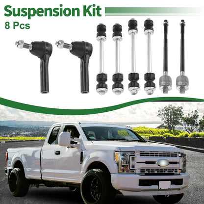 Set of 8 Front Suspension Kit Tie Rod Ends & Sway Bar Links for Ford