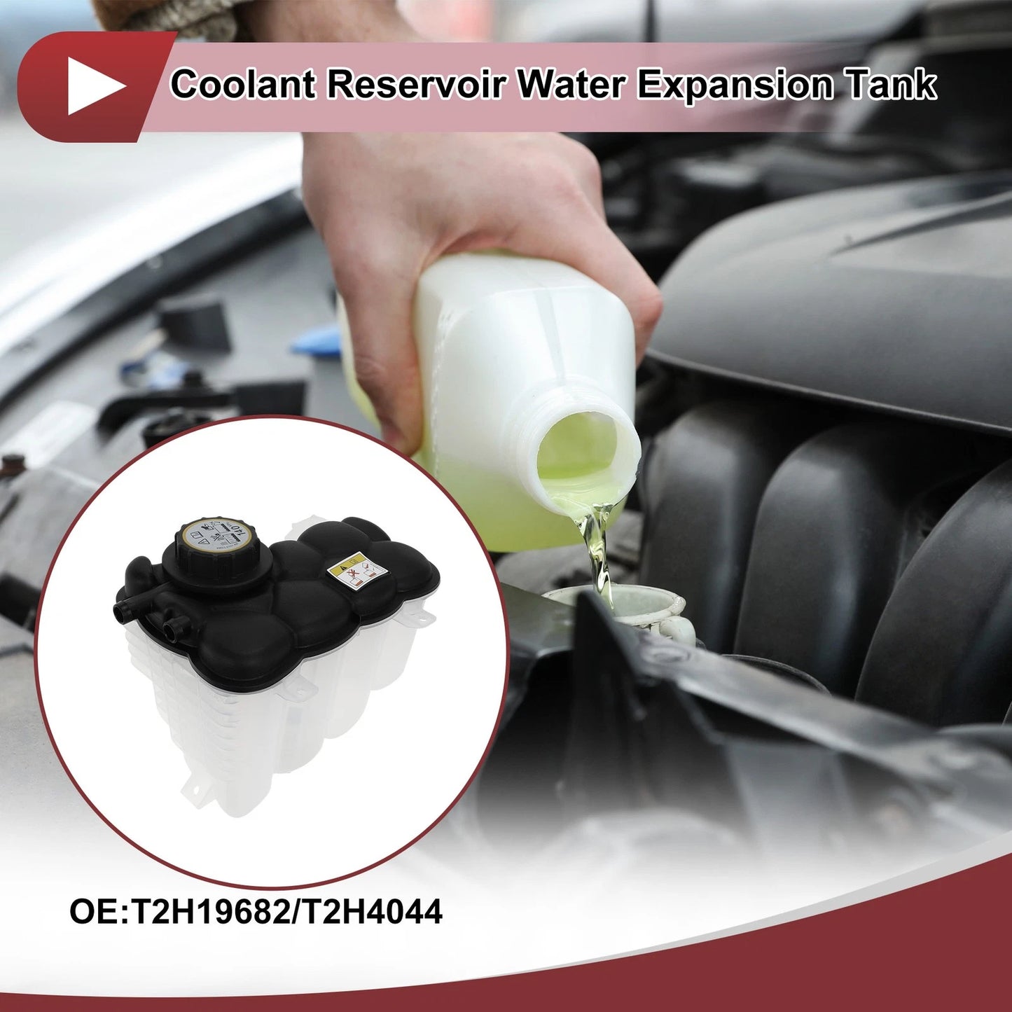 Coolant Expansion Overflow Tank with Cap No.T2H19682 for Jaguar XF (2016–2017)