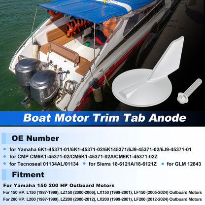 6K1-45371-01 Trim Tab Anode for Yamaha 150 200 HP Outboard