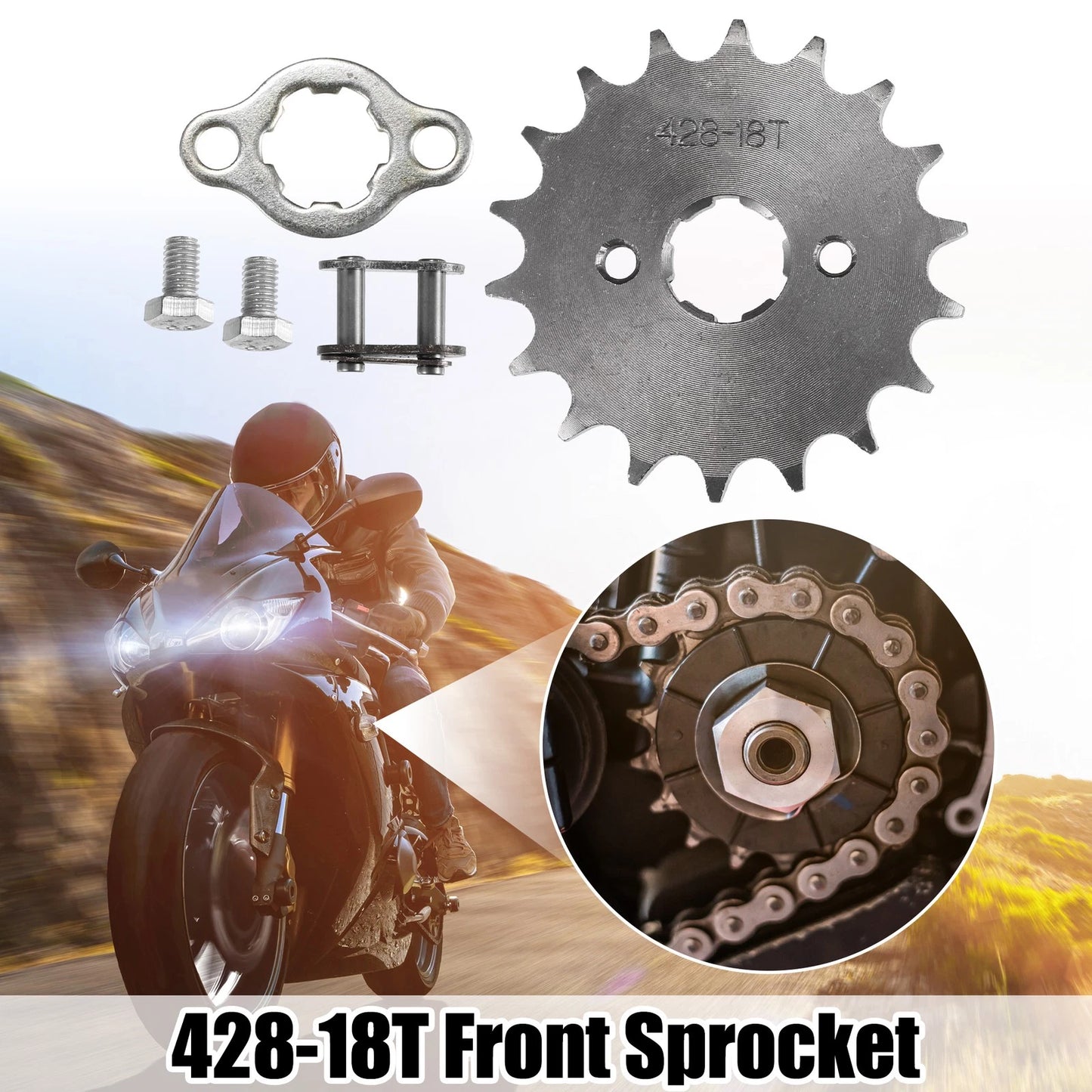 Set of 1 Front Engine Sprocket 428 18T 20mm for Dirt Bike Mini Bike