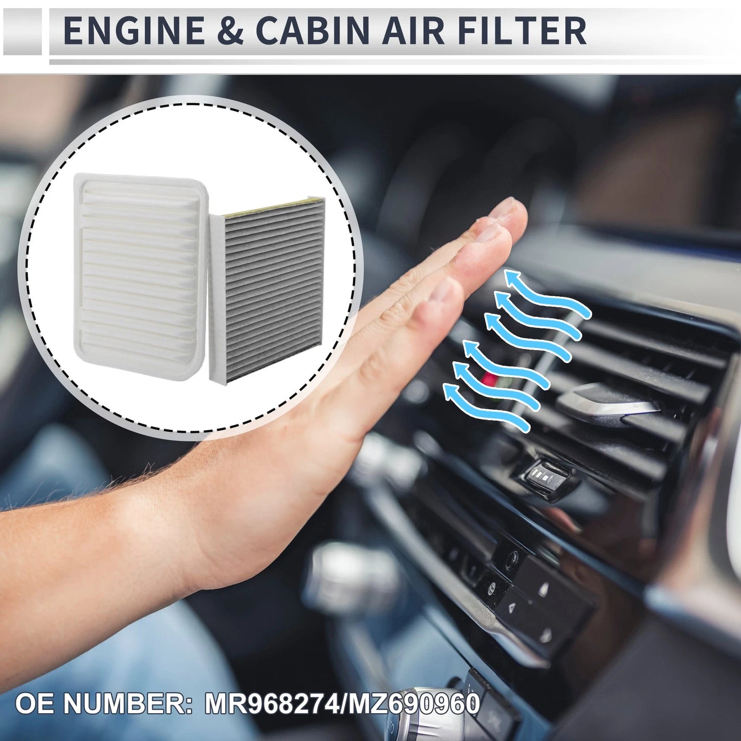 Engine Cabin Air Filter Combo for Mitsubishi Outlander Sport (2013–2024)