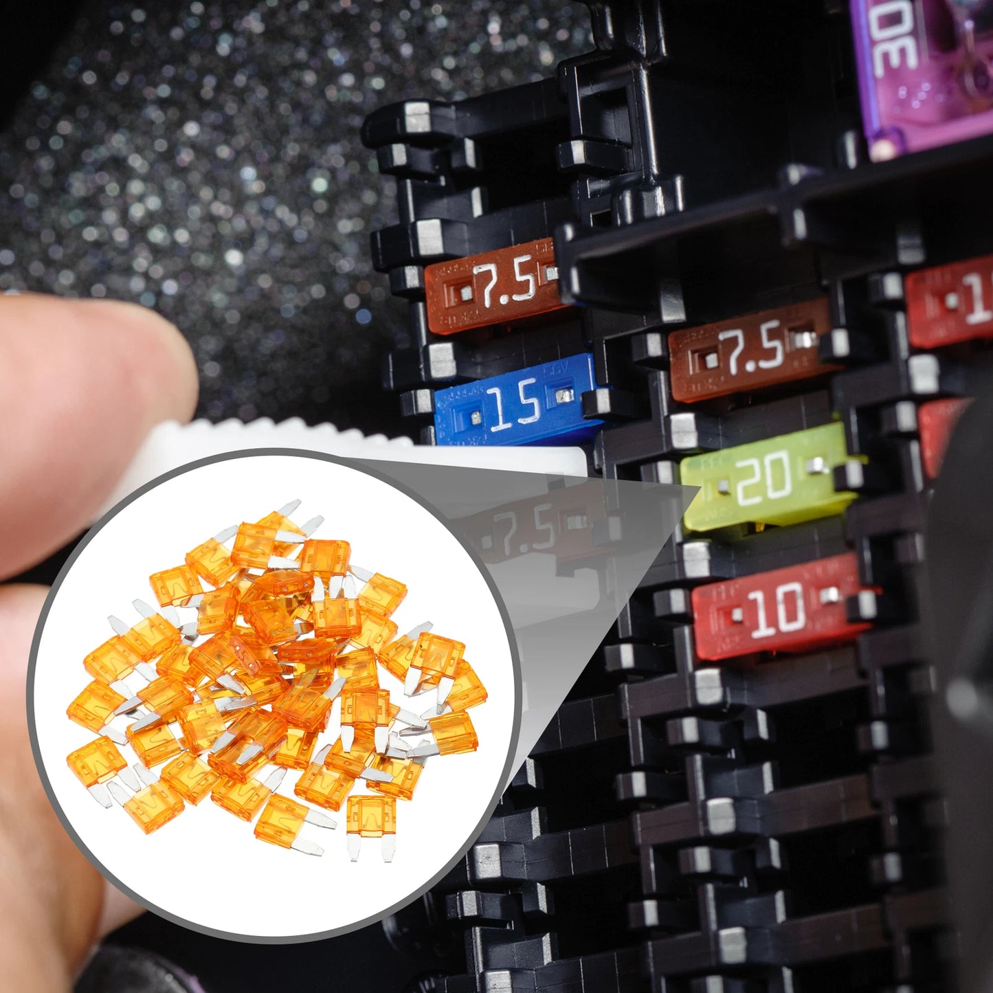 50 Pcs Mini 5AMP APM/ATM Blade Fuses for Automotive Short Circuit Protection