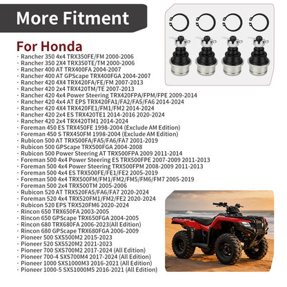 Set of 4 Upper and Lower Ball Joints for Honda Foreman 450 ES (1998–2004)