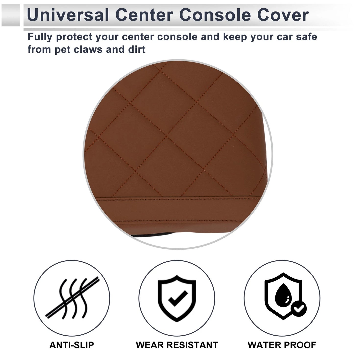 Center Console Cover for Car (12.6"x7.87"x1.97", Light Brown Nappa Leather)