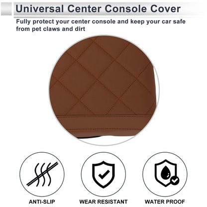 Center Console Cover for Car (12.6"x7.87"x1.97", Light Brown Nappa Leather)