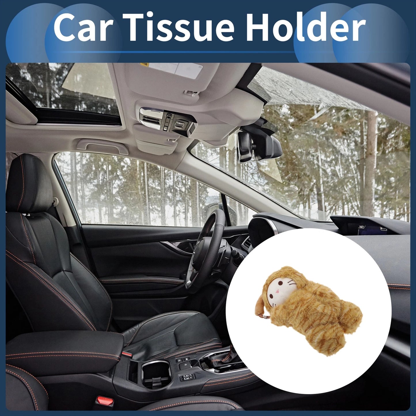Tissue Holder for Car (12.6"x8.66"x3.15", Light Brown)