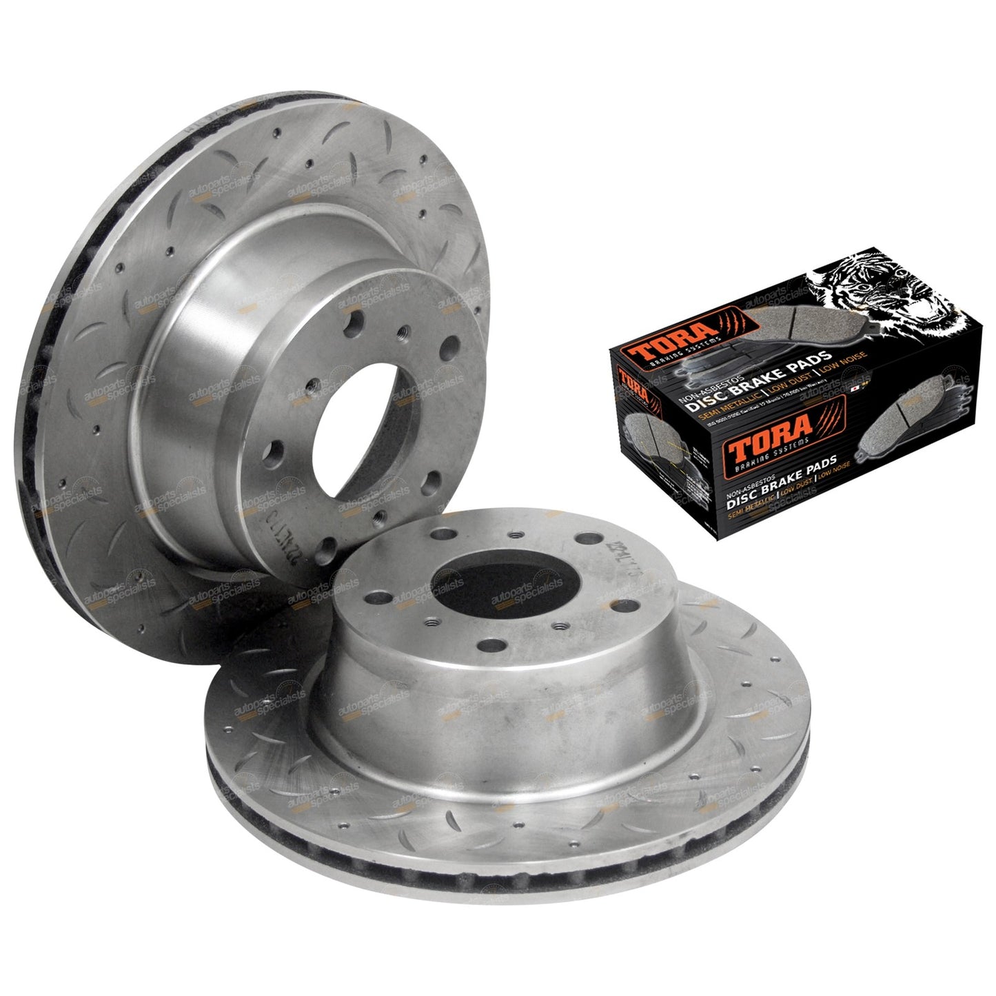 2 Front Dimpled Slotted Disc Rotors Brake Pads for Toyota Lexcen (1997–2000)