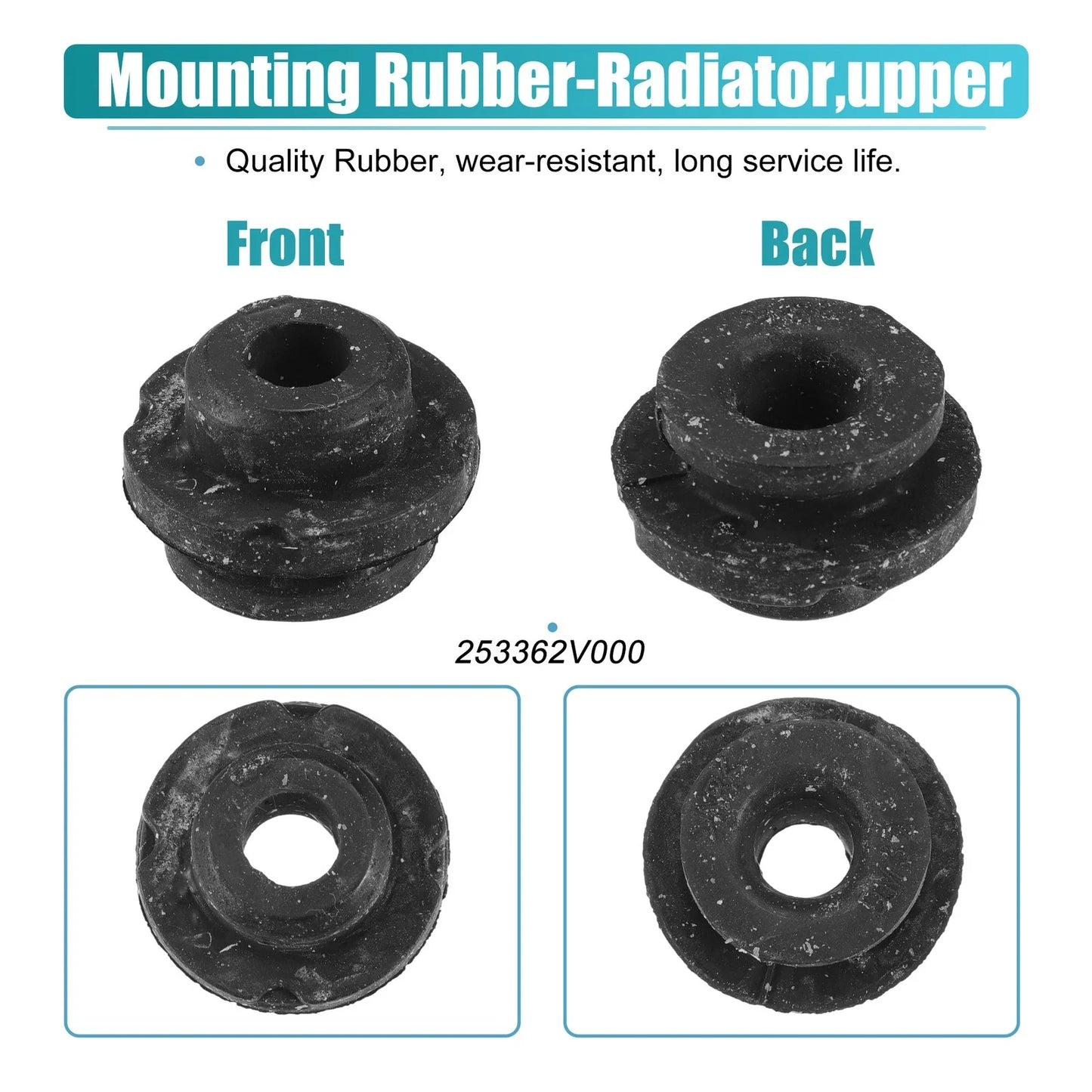 2 x Rubber Car Lower Radiator Mount Insulators for Hyundai Accent (2012-2017)