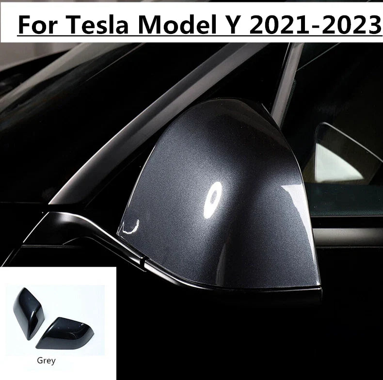 Grey Replacement Side Mirror Rearview Cover Cap for Tesla Model Y (2021–2023)