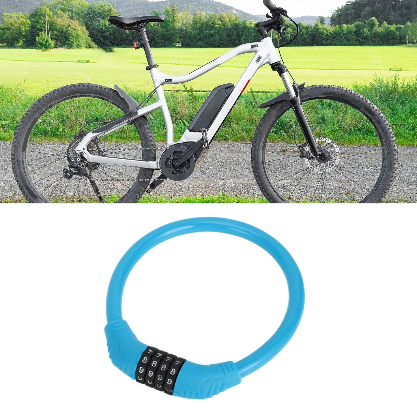 Bicycle Lock Ring Anti-Theft Resettable 4 Digit Mini Lock Blue