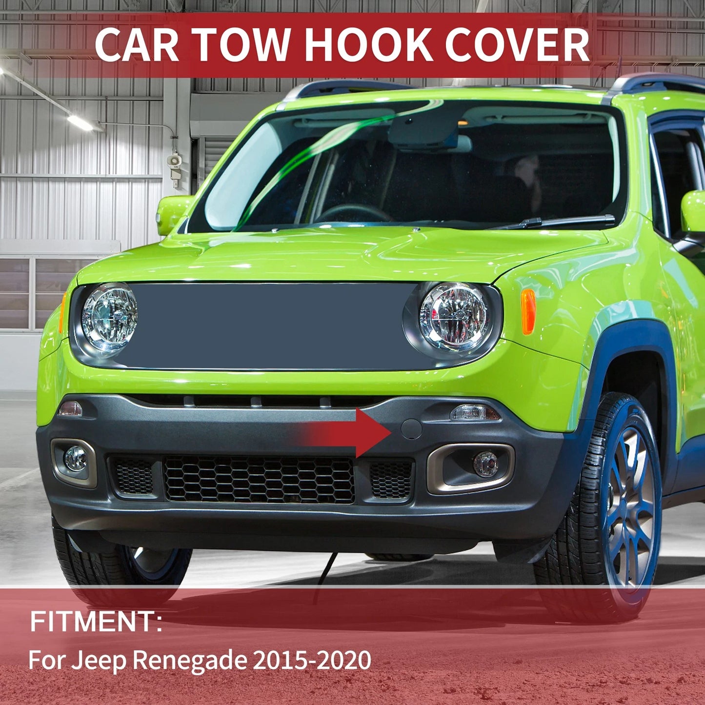 Tow Hook Cover Cap for Jeep Renegade (2015–2020) No. 735643610 Black