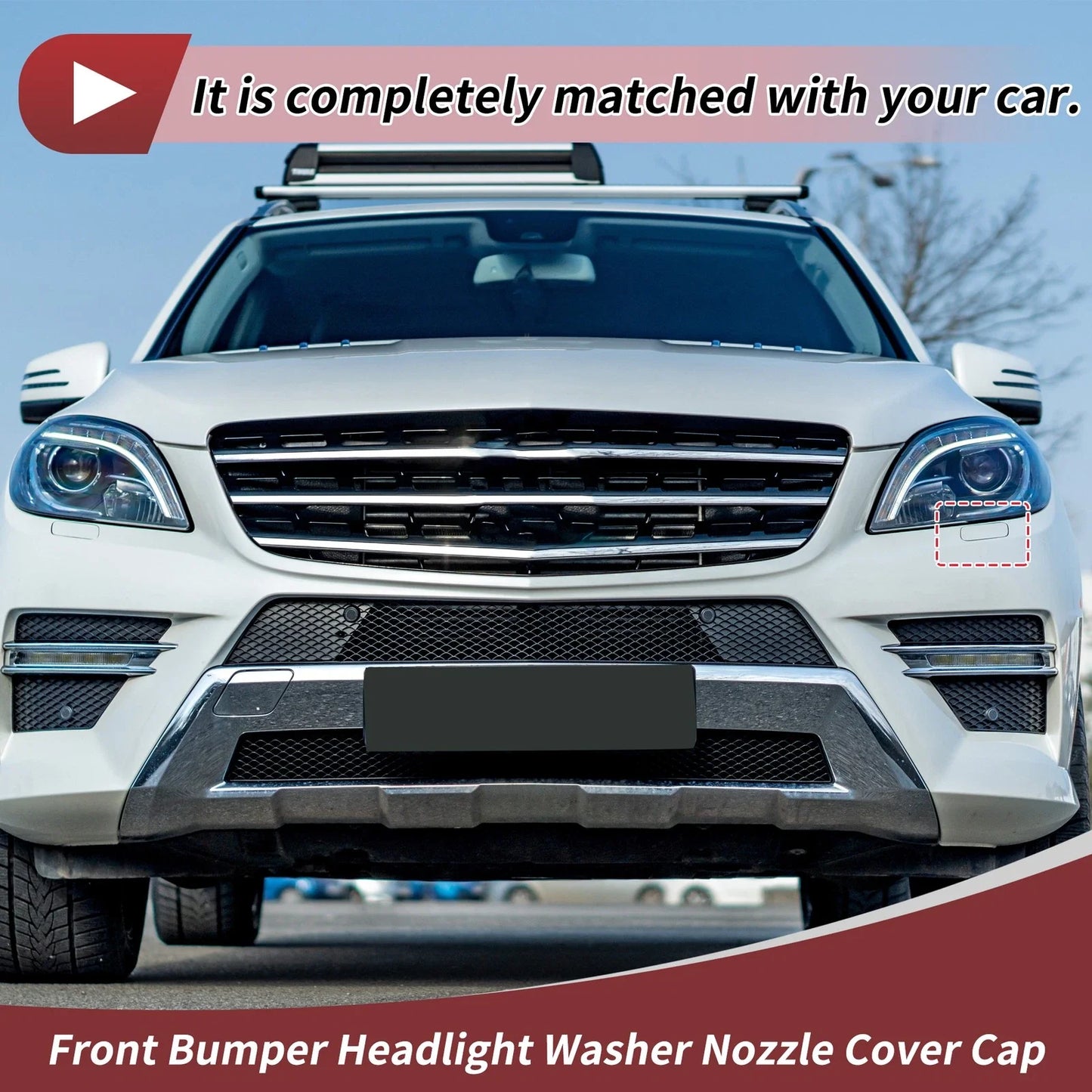 Front Left Washer Nozzle Cover for Mercedes-Benz ML350 (2012-2015) Silver