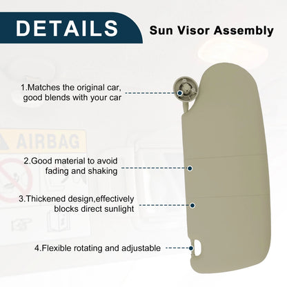 Right Passenger Side Sun Visor Assembly for Dodge Ram 1500 (2002–2005)