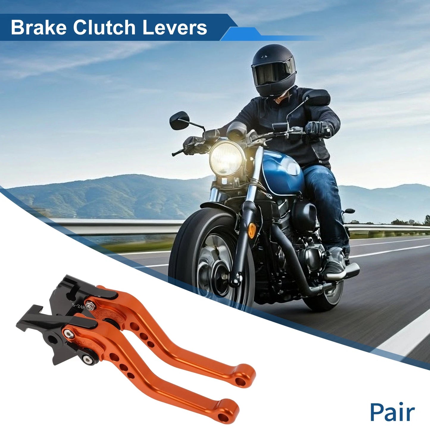 Adjustable Short Brake Clutch Levers for Suzuki GSR750/GSX-S750 (2011–2021) Orange