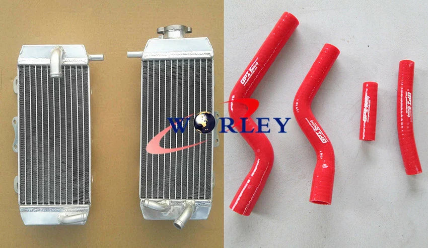 Aluminum Radiator & Red Silicone Hose for Yamaha YZF250 YZ250F (2007-2009)