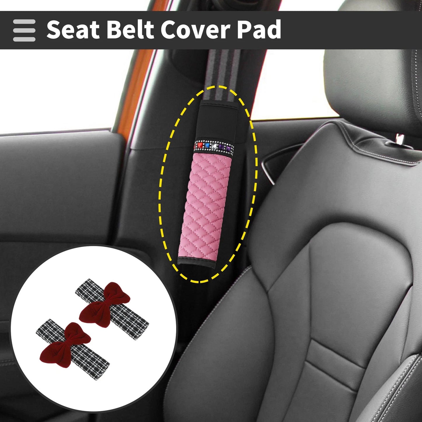 Set of 2 Seat Belt Cover Pads for Universal Fit (23.5cm)