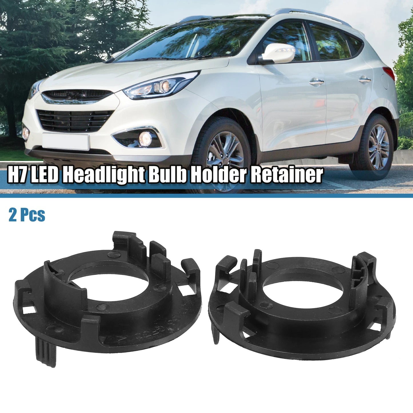 2X H7 LED Headlight Bulb Retainers for Hyundai Mistra (2017)