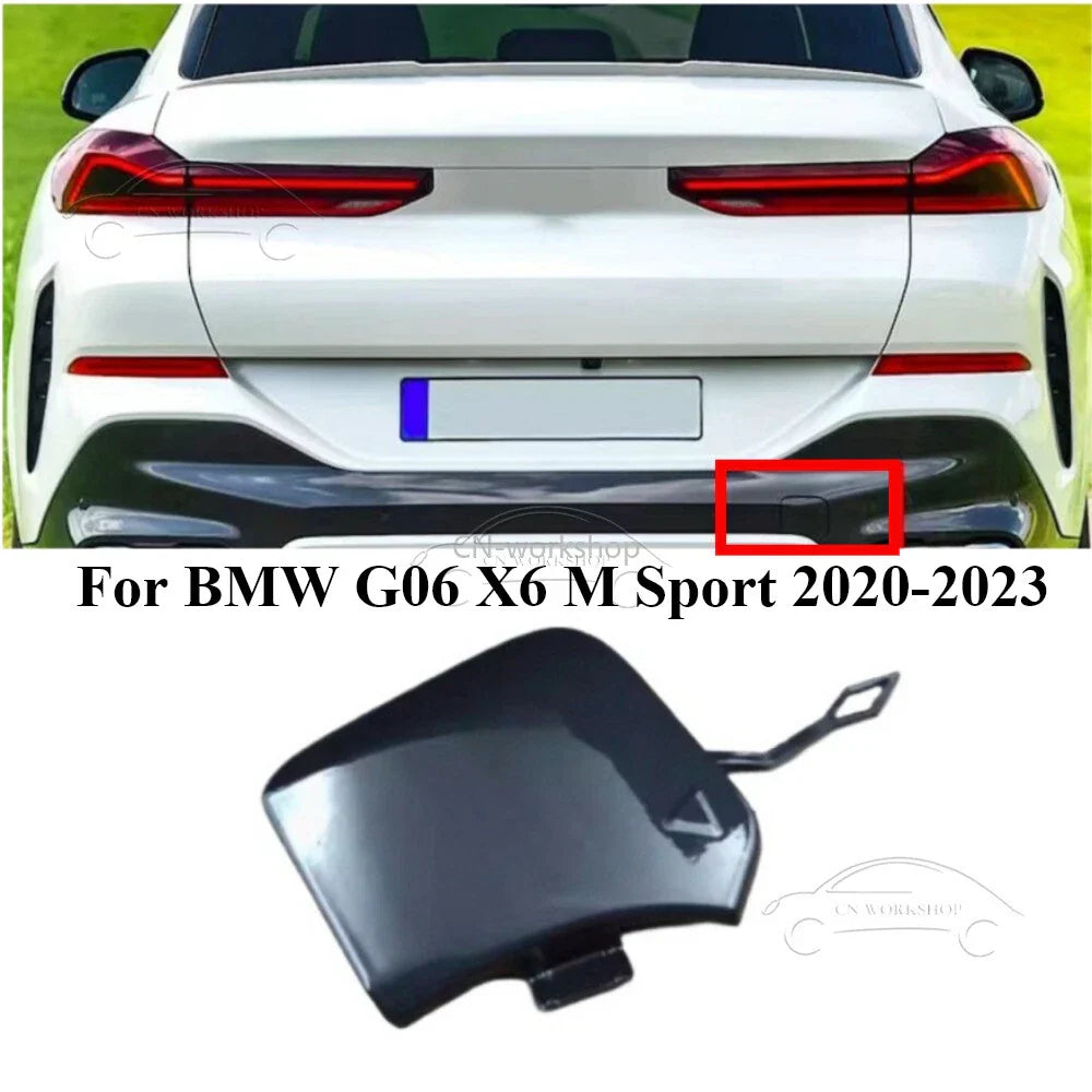 Glossy Black Rear Bumper Tow Hook Eye Cover for BMW G06 X6 M Sport (2020–2023)