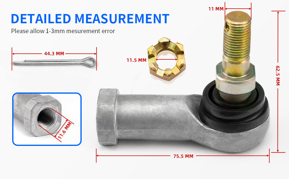 Tie Rod End Kit for Honda Rincon 650 680 TRX650 TRX680 (2003–2021)