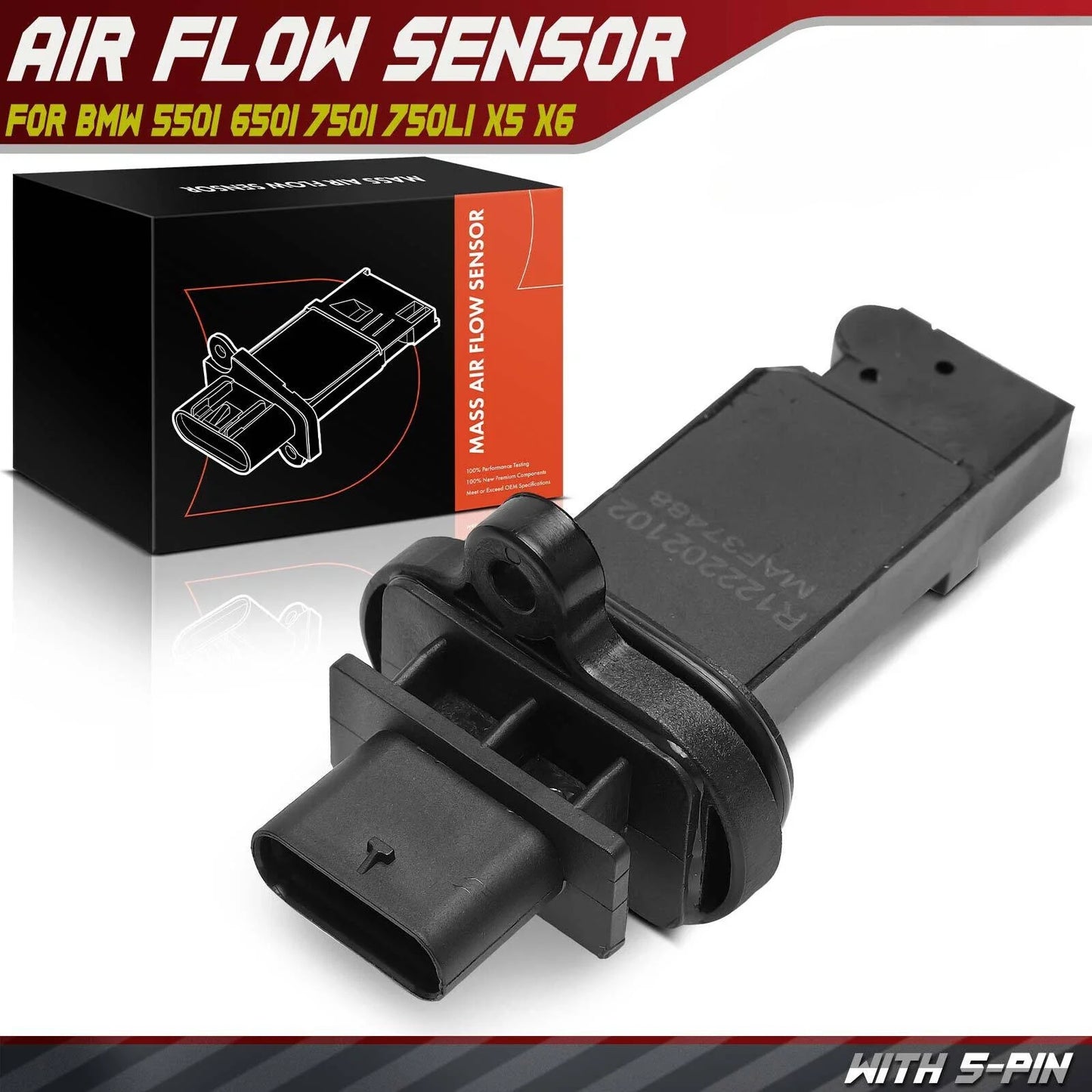 Mass Air Flow Sensor MAF for BMW E60 E63 E65 E66 E70 550i 650i 750Li w/5 Pins (2003–2013)