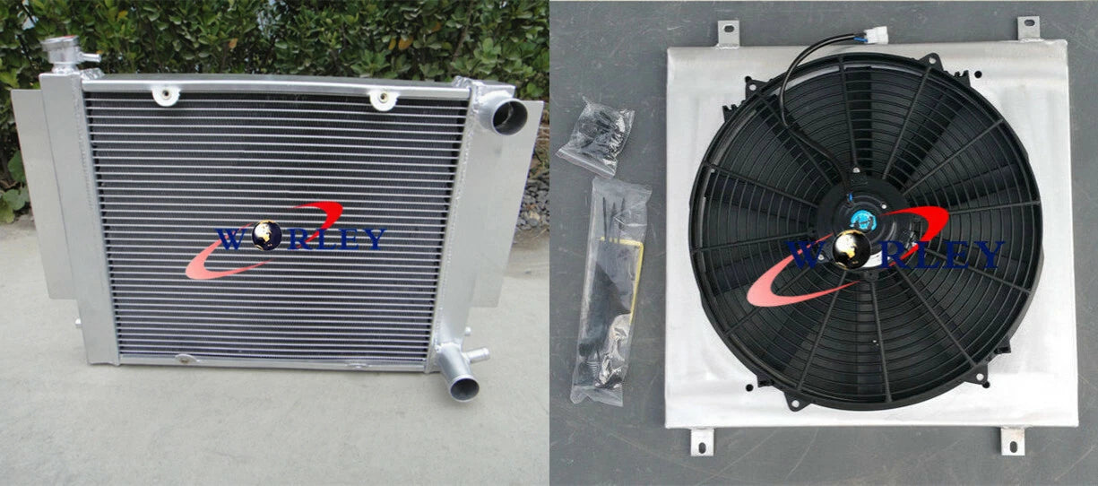 Aluminum Radiator with Shroud & Fan for Mazda RX2 RX3 RX4 RX5 RX7 (1970–1985)
