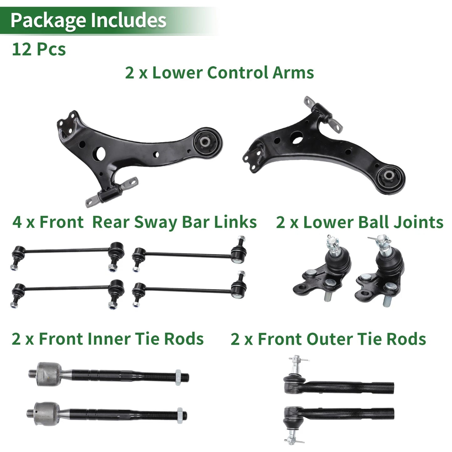 12pcs Front Suspension Kit Lower Control Arm for Toyota Camry  No. ES80602, K750011