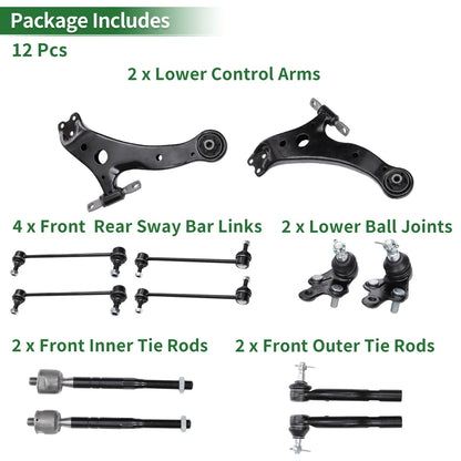 12pcs Front Suspension Kit Lower Control Arm for Toyota Camry  No. ES80602, K750011